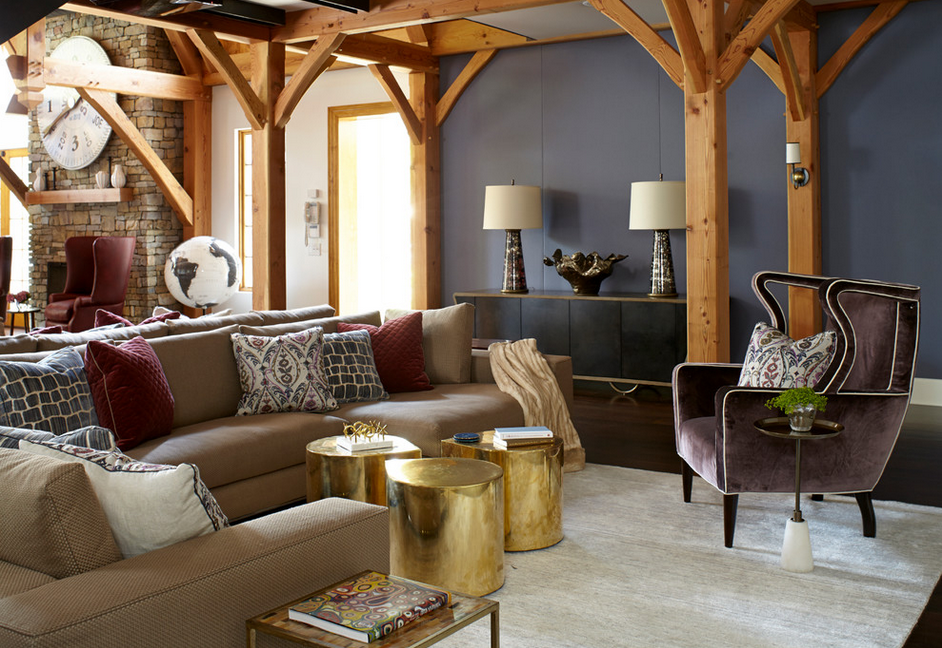 HOW TO DECORATE A BIG LIVING ROOM with (brass table)