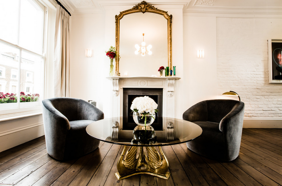 HOW TO DECORATE A BIG LIVING ROOM with (brass table)