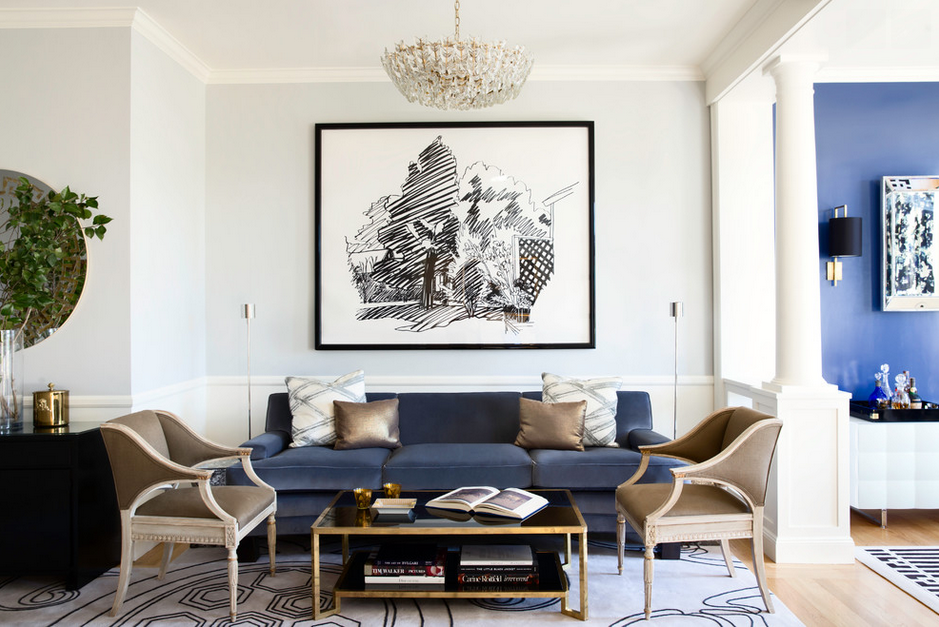 HOW TO DECORATE A BIG LIVING ROOM with brass tables