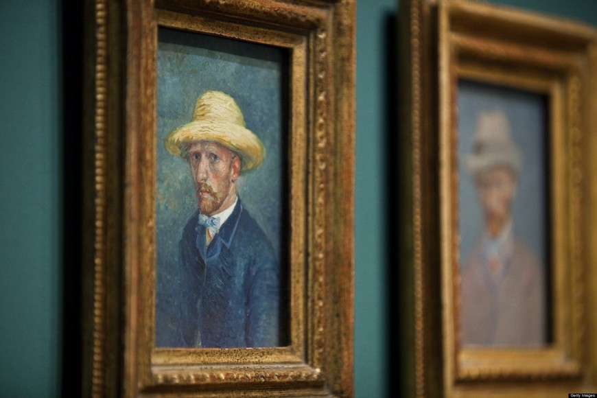 Paintings of dutch painter Vincent van Gogh are hung in the Van Gogh Museum in Amsterdam