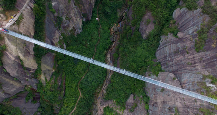 Would you dare to cross this glass suspension bridge