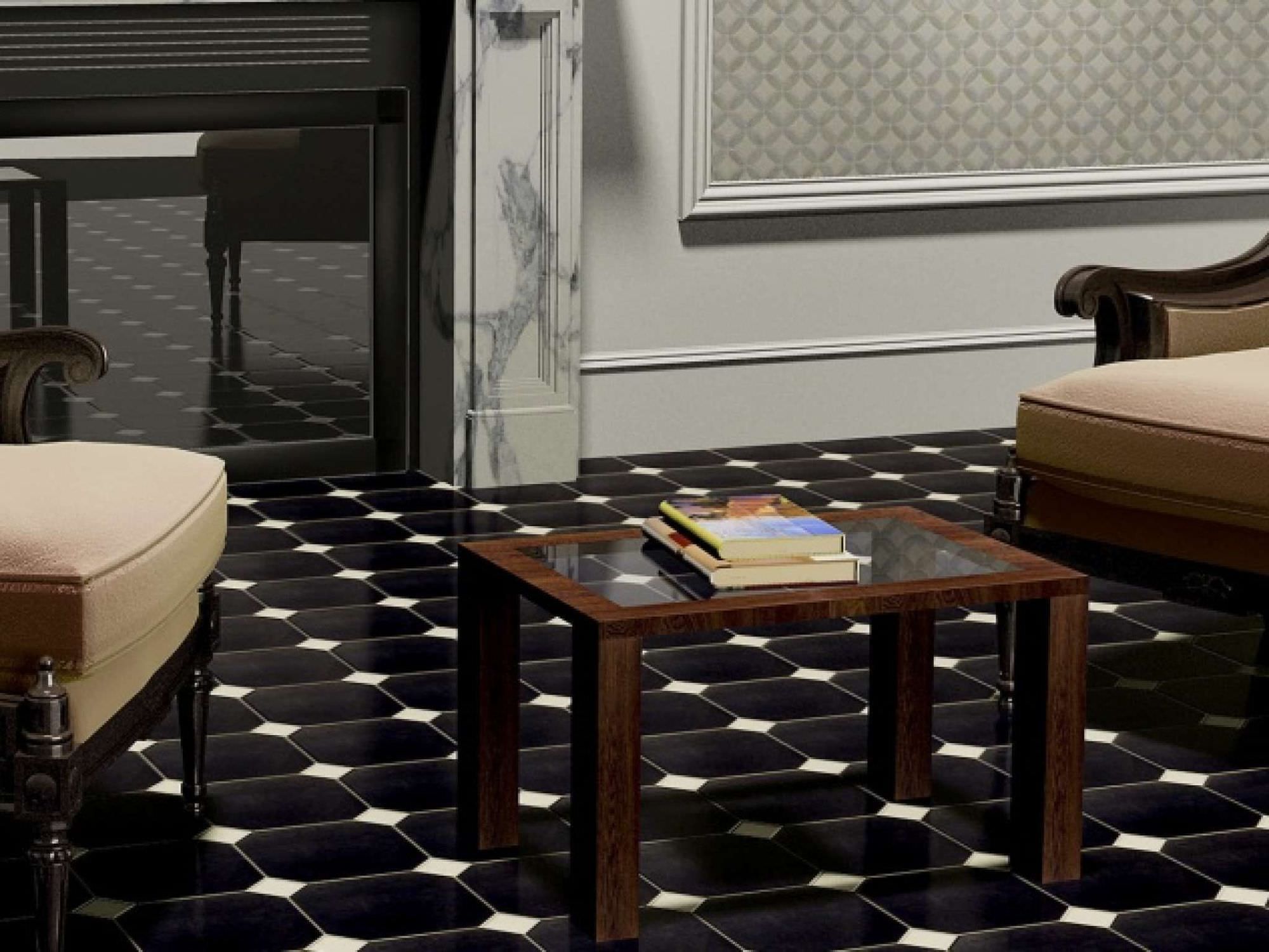 Black and white stone floor design