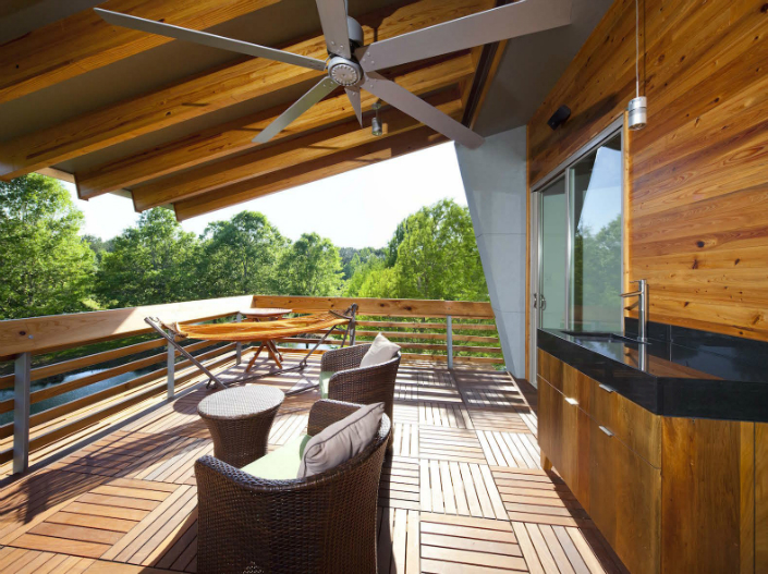 contemporary pond house