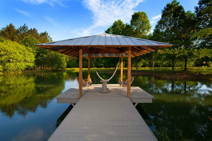 contemporary pond house