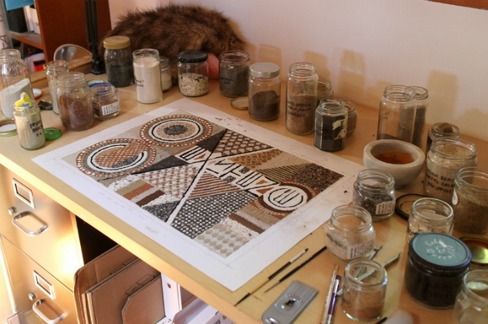 marian bantjes creates art using dirt from around the world
