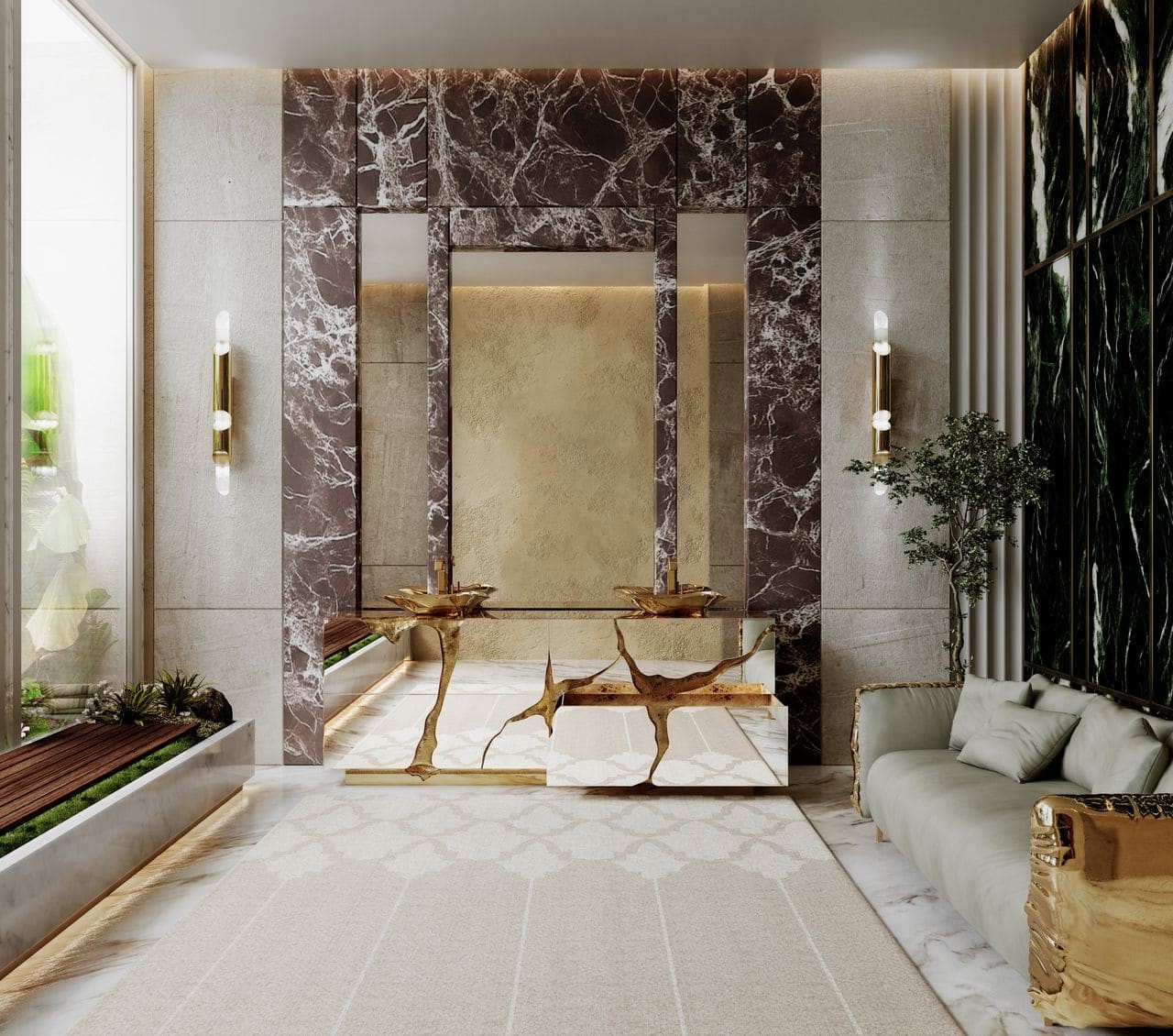 Lapiaz Vanity Cabinet and Draycott I Wall Lamp: A Symphony of Luxury Design