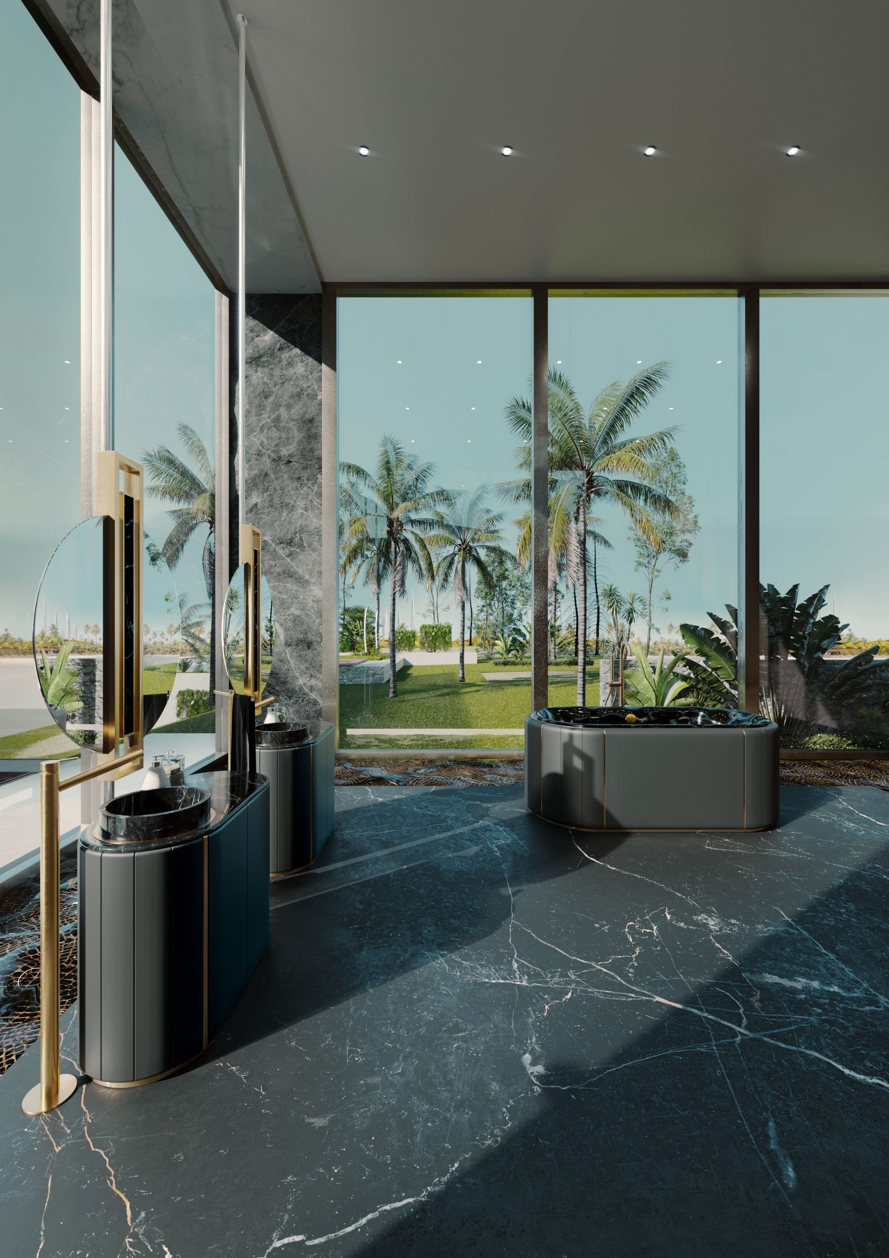 Modern Resort Bathroom with a Bold Statement