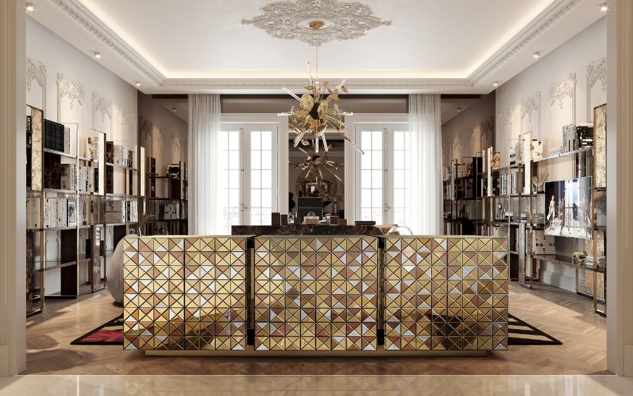 Modern Office Decor: Functional, Elegant, Fierce and Unique golden console