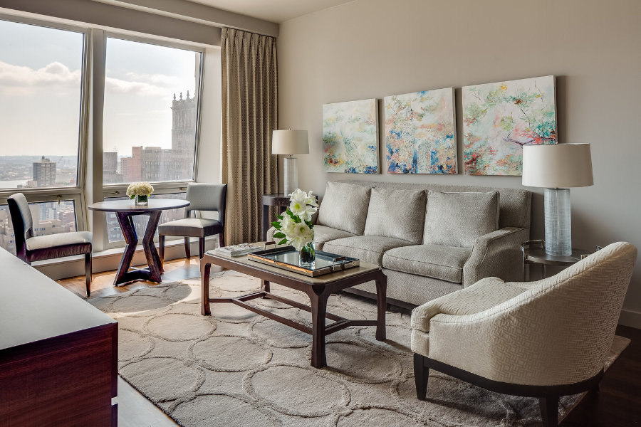 Modern living room, nude tones