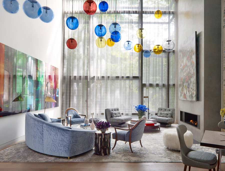 Fox-Nahem Associates, a colorful living room in New York City 