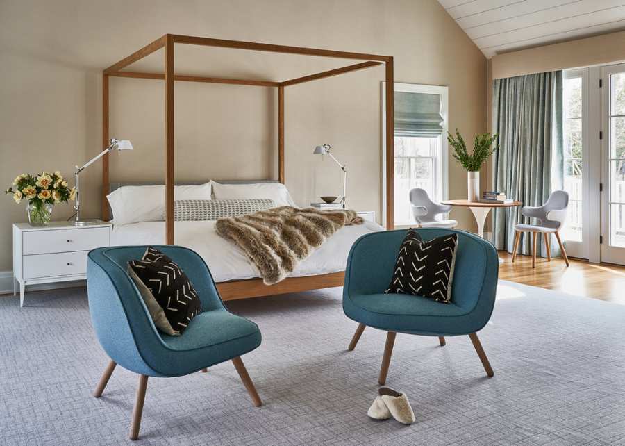 Amie Weitzman, bedroom design, blue chairs