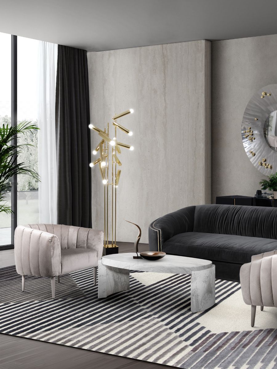 Modern Classic Living Room Design: Black and White Elegance