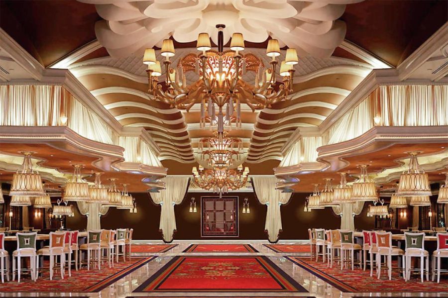 The Wynn Casino, Design by Roger Thomas, Gold and Red Design, Las Vegas