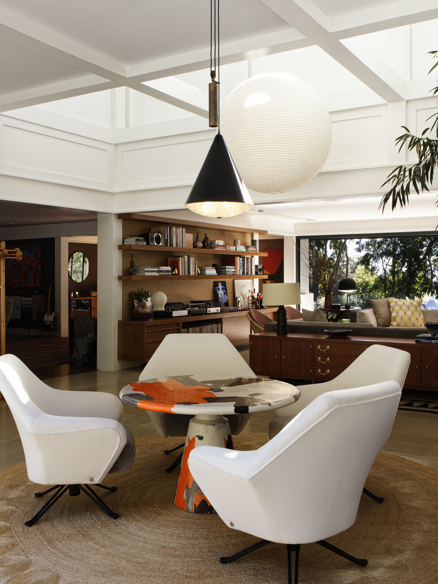 Contemporary Projects, white decor, colourful table, white chairs