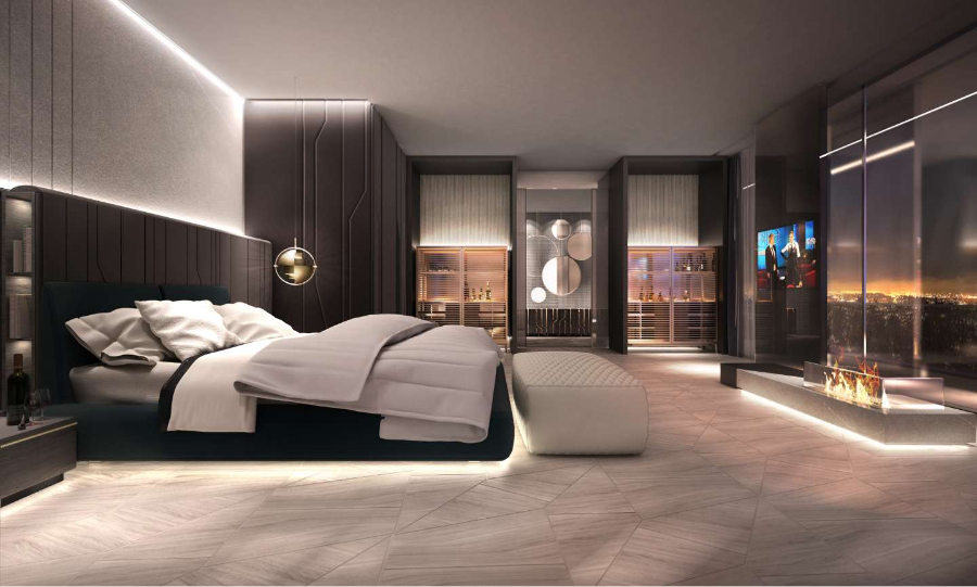 Marco Piva Luxury Homes Projects, Sophisticated Bedroom at a Beverly Hills Apartment