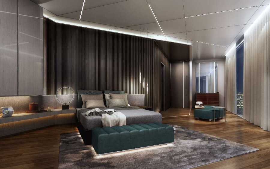 Marco Piva Luxury Homes Projects, Luxurious modern bedroom at a Beverlly Hills Apartment