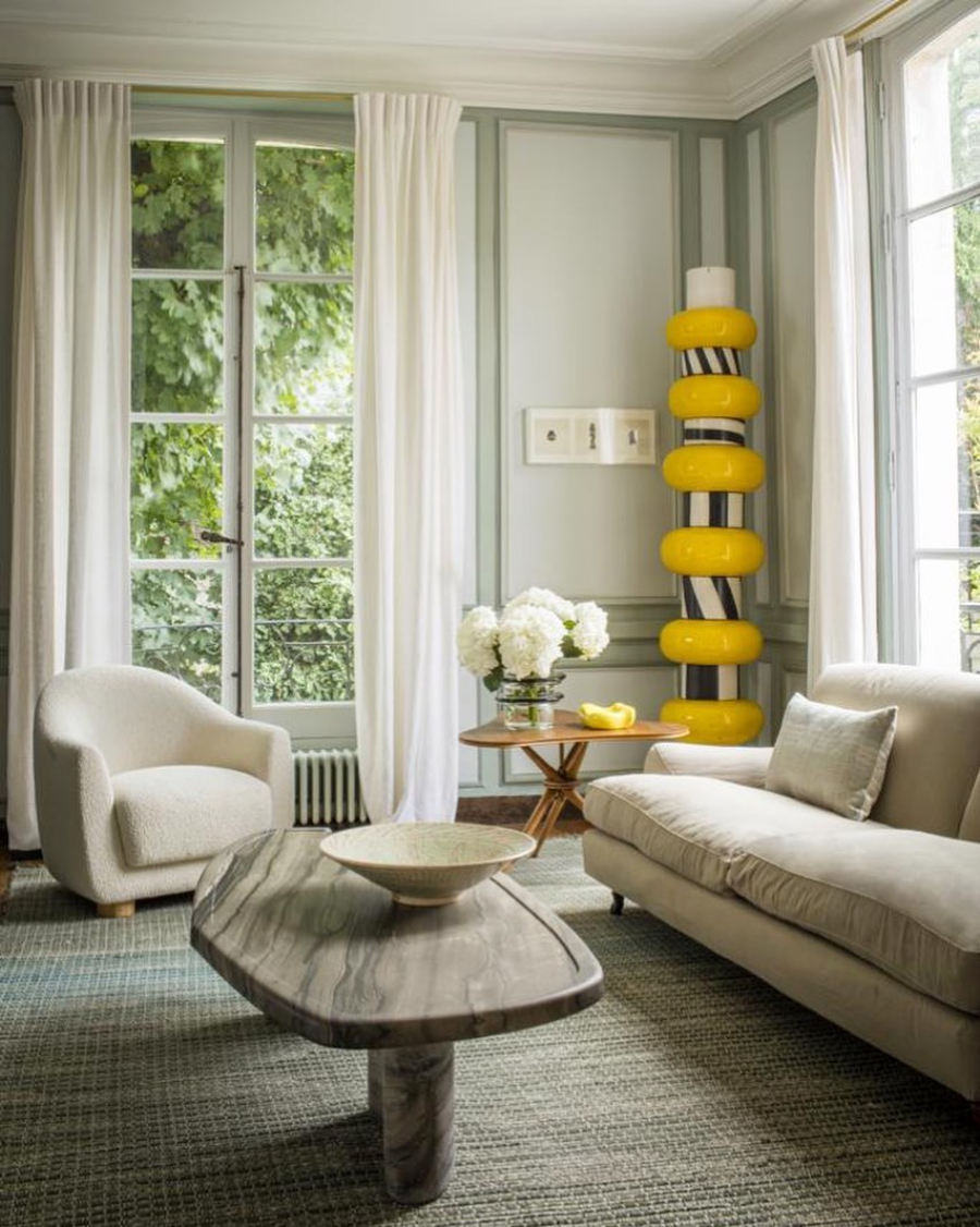 Modern Living Room Interiors from Charles Zana. Grenelle project with neutral colour living room
