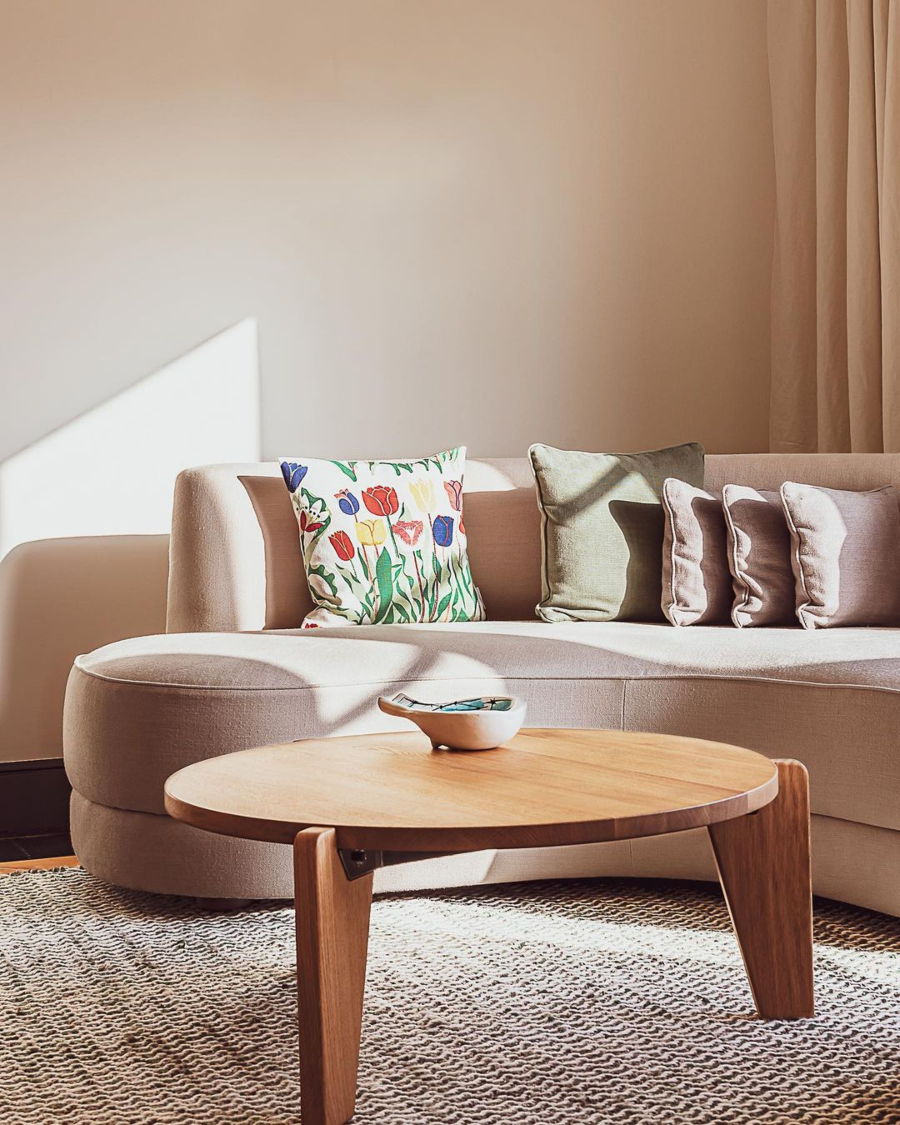 Modern Living Room Interiors from Charles Zana. Lou Pinet project with neutral and natural colour living room