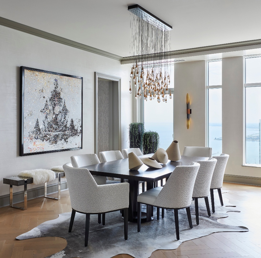 Modern and clean dining room with neutral colors by Donna Mondi Interior Design