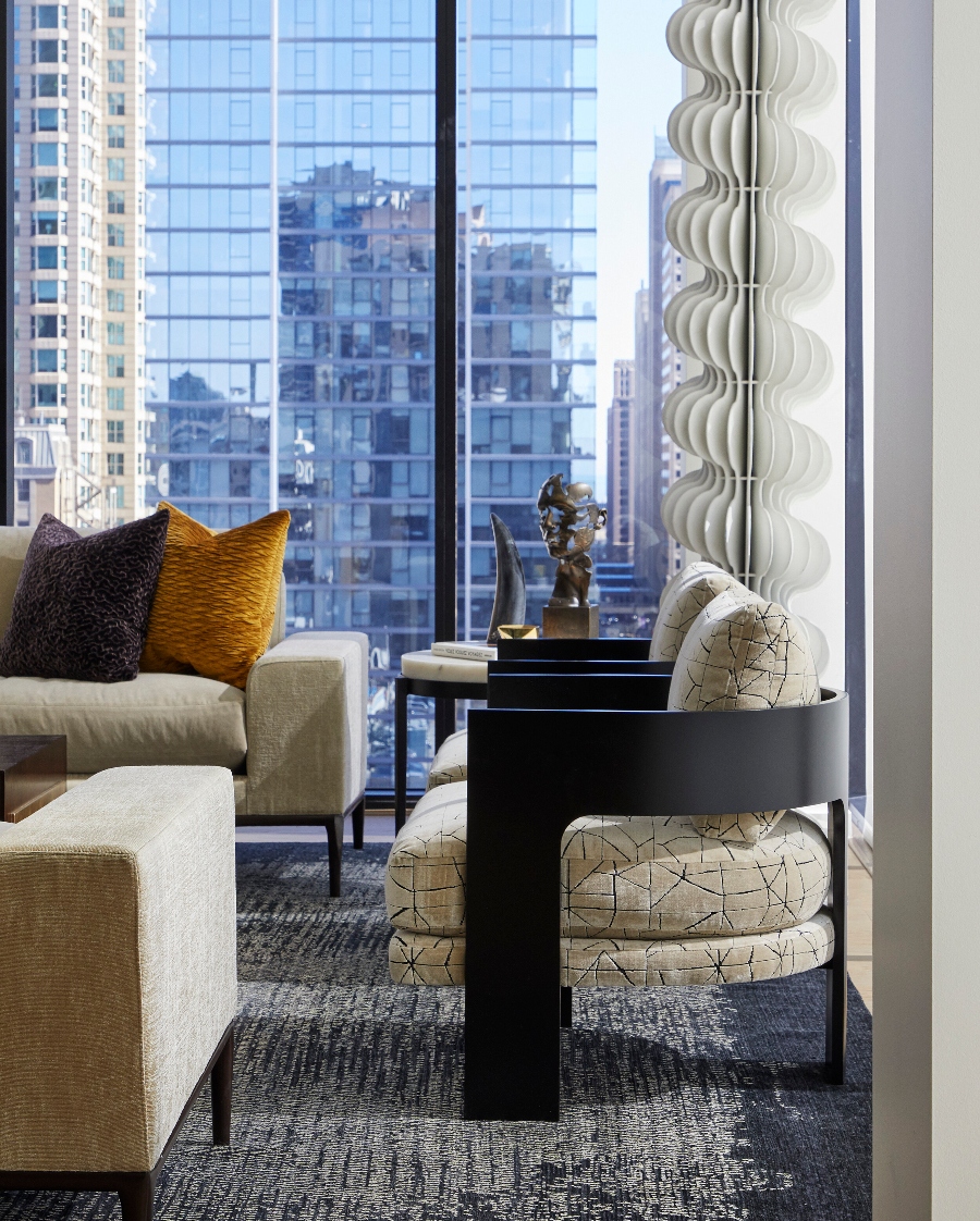 Contemporary Living room with unusual patterns by Donna Mondi Interior Design