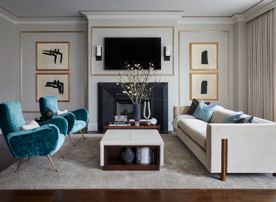neutral colors living room with natural light by Donna Mondi Interior Design
