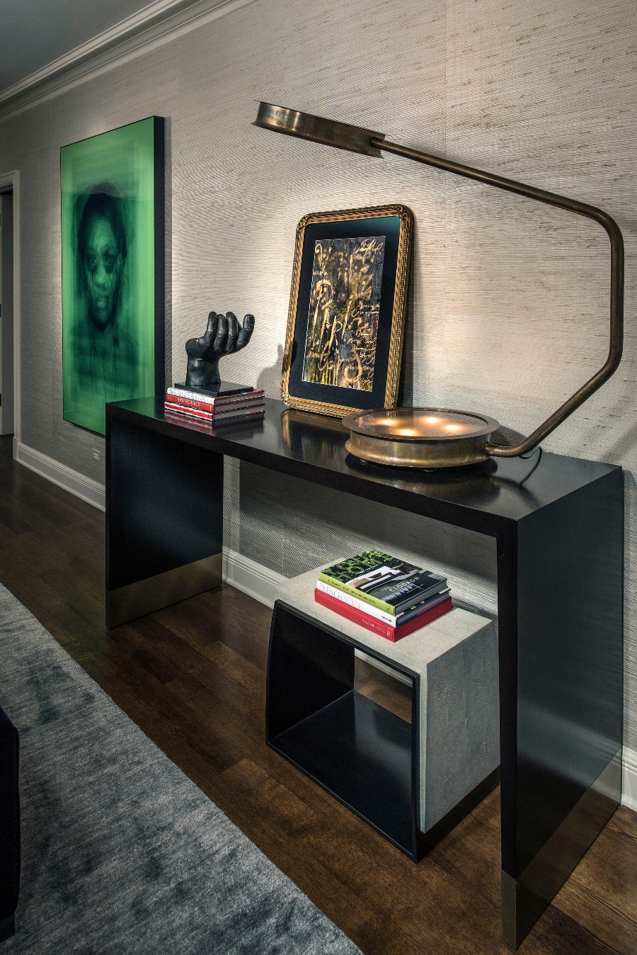 dark shades hallway by Donna Mondi Interior Design