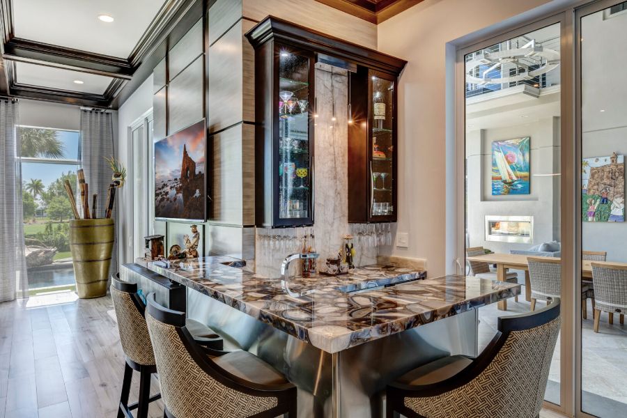 Marble bar area designed by Barbara Brickell 