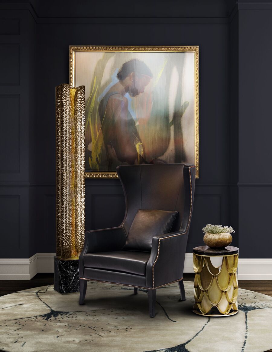 reading corner design ideas robust armchair DUKONO and KOI side table and the macushi rug II 