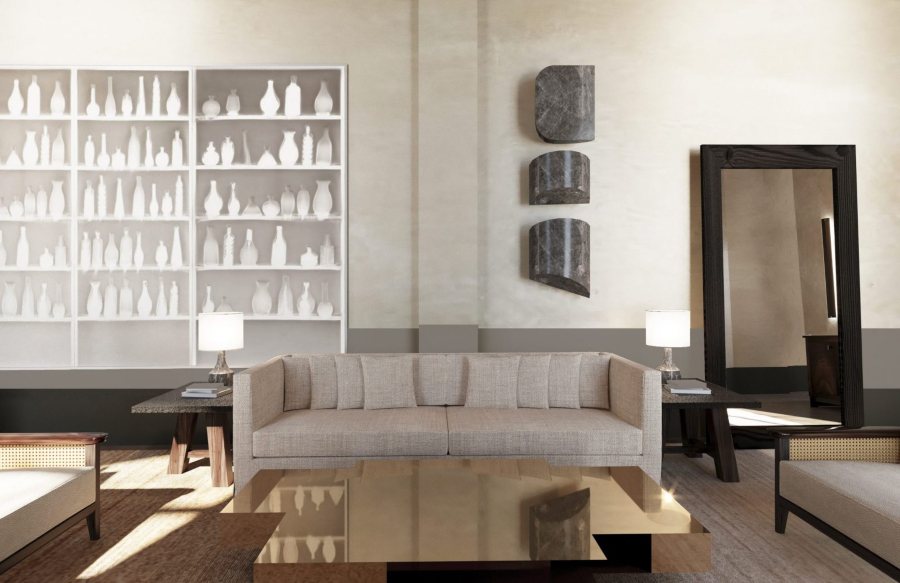 Modern Living Rooms Ideas by Gilles & Boissier. The use of noble materials such as wood, stone and linen, the creation of different textures and reliefs make this modern living room a luxurious and comfortable room.