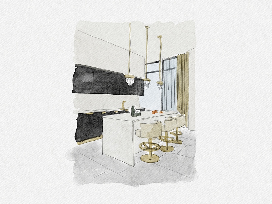 Painting project of Hell's Kitchen, the kitchen of the empire penthouse in new york 