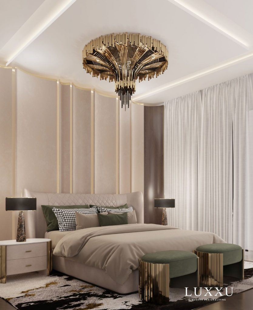 sublime gold tones bedroom with cosy feeling