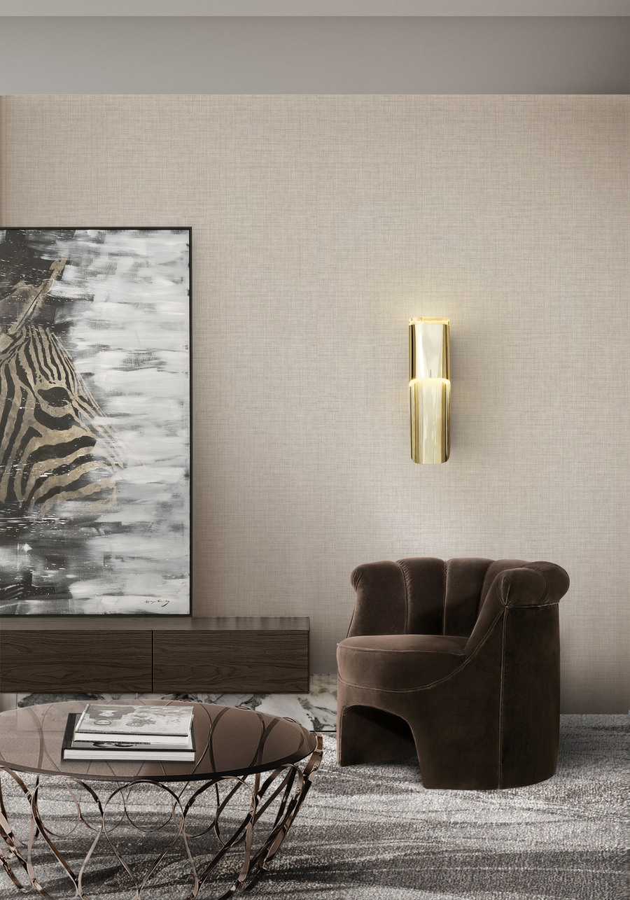 modern and contemporary living room in dark brown shades