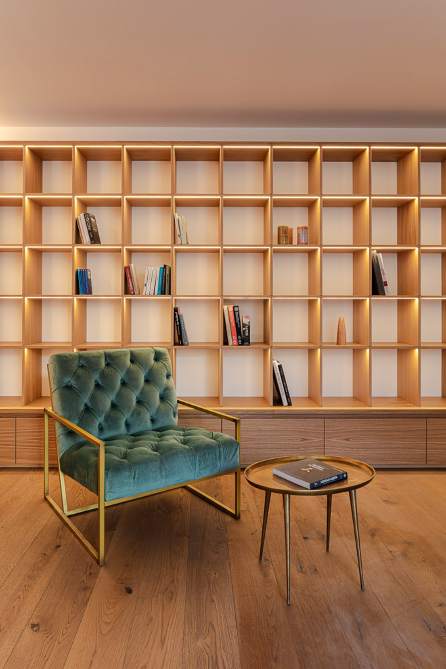 Villa Grünwald reading corner from BESPOKE, with a green armchair