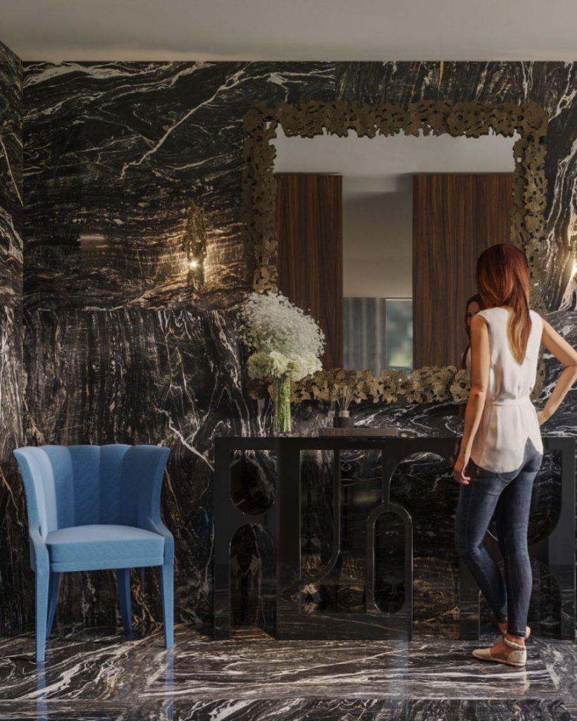 Milan and Rome Modern Interior Design + MODERN CONTEMPORARY ENTRYWAY WITH BEGONIA DINING CHAIR