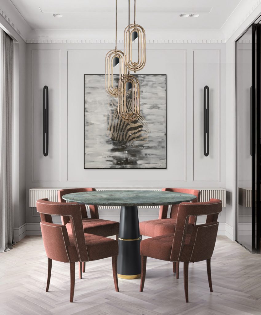 modern dining room design with round dining table