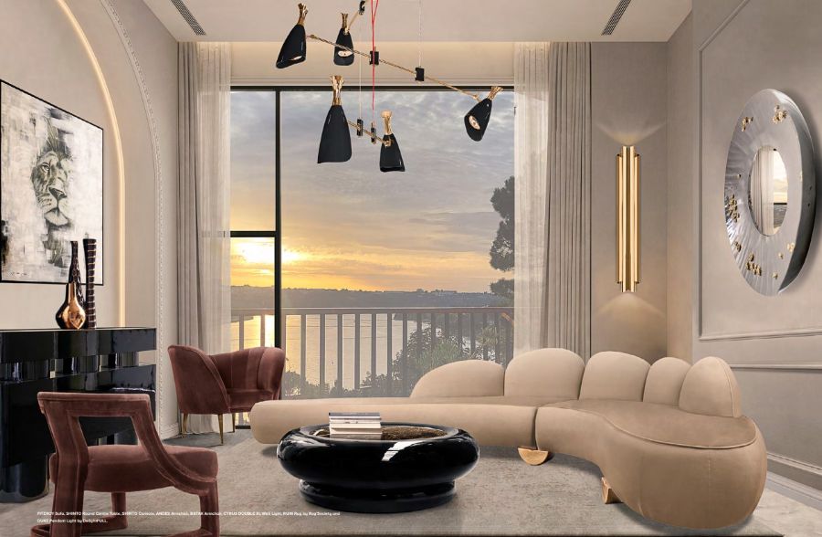 Living Room Collected Interiors Modern Step by Step Design Book Guide open space living room with corner velvet sofa