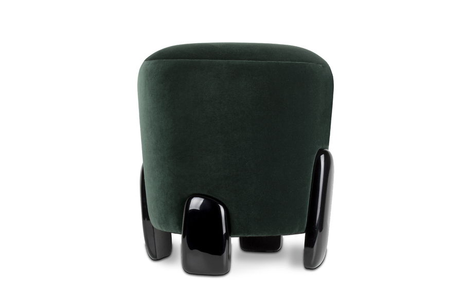 modern stool in green velvet