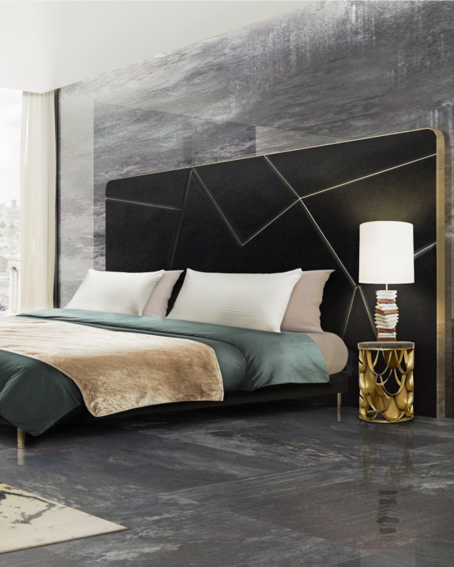 Modern Contemporary Interior Design by Fleur-de-lis Interior Design. A contemporary bedroom with Dalyan Armchair creating a great reading space to relax. This bedroom has soft colours and golden details to make this interior design set!