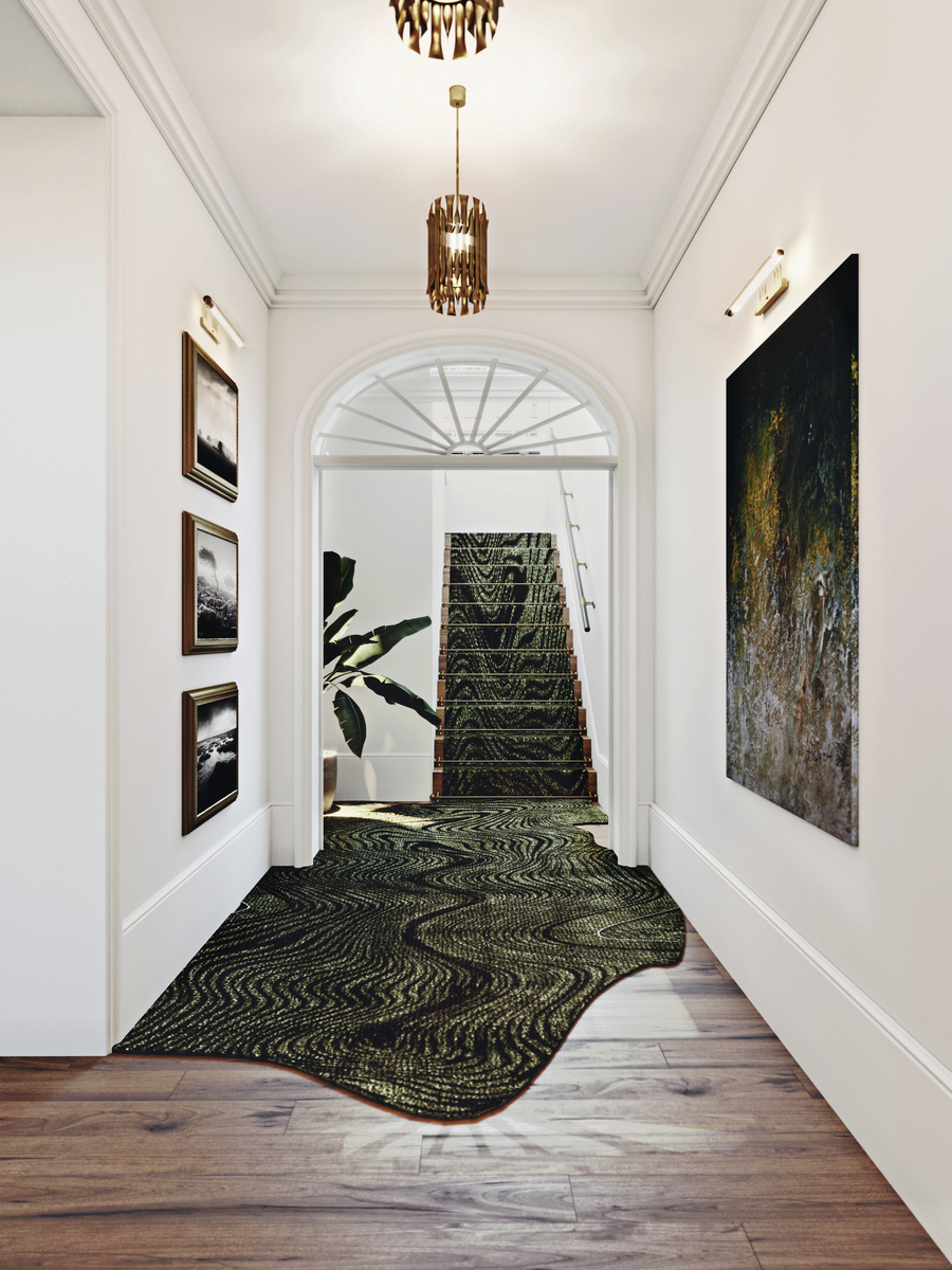 modern entryway with extensive rug