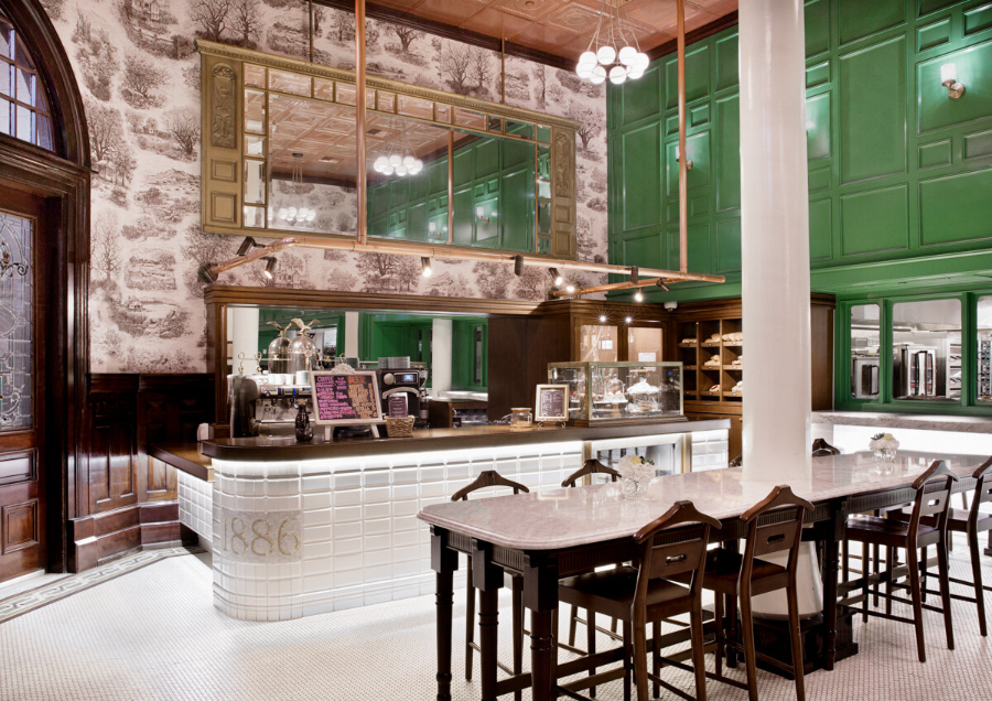 Rottet Studio: Architecture And Design In Texas. A Cafe with a green wall.