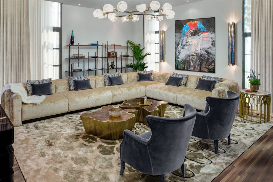 modern living room with two armchairs isaloni 2022