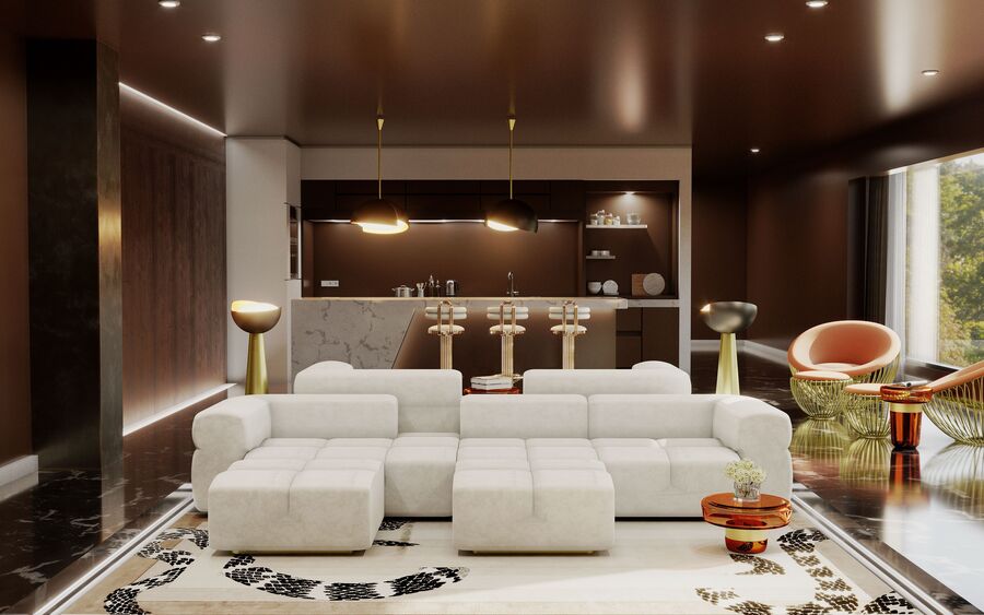 modern modular sofa in white