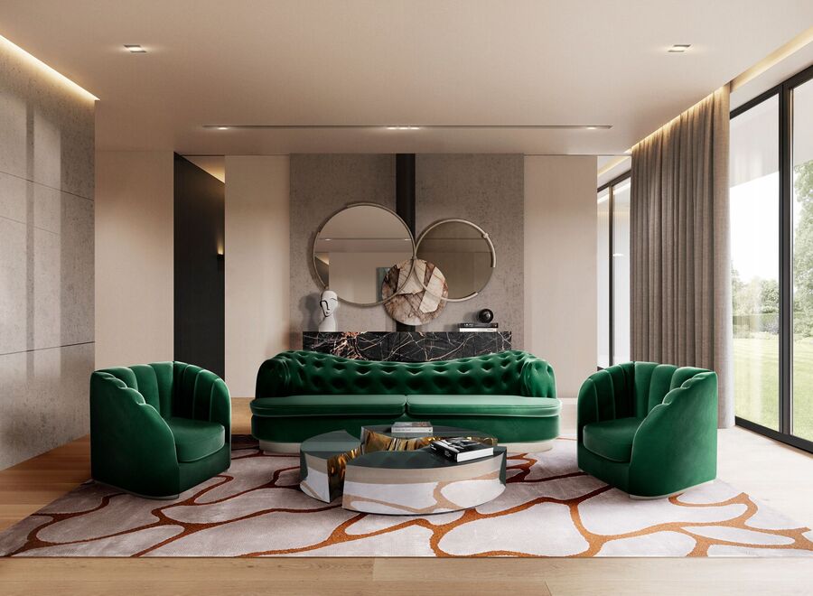 irregular sofa design in green