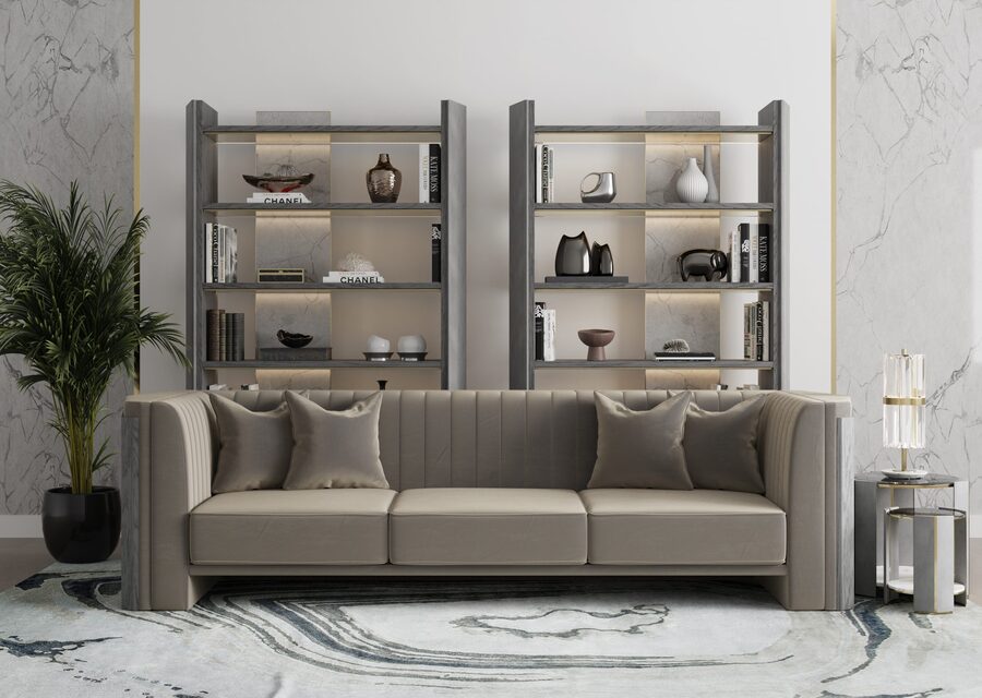 comfortable and luxurious brown velvet sofa