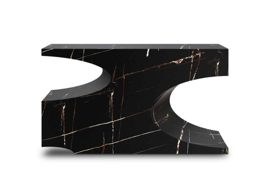 modern faux marble console matches with new contemporary rugs