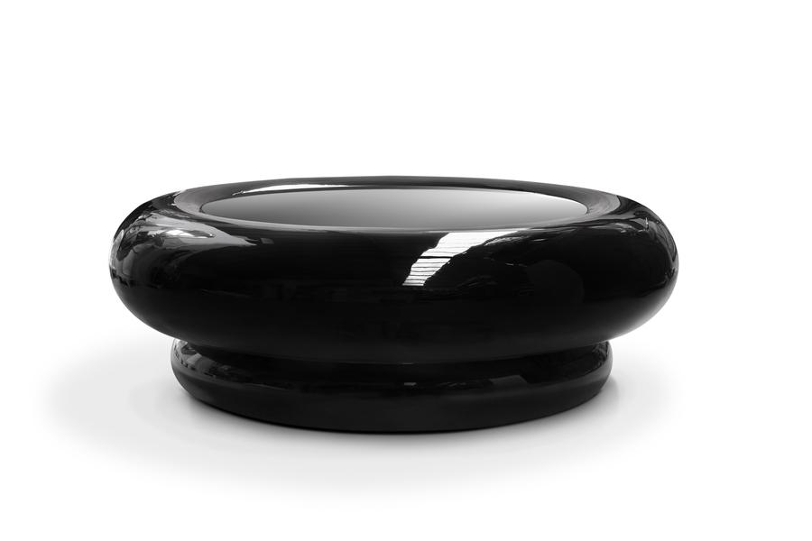 modern center table in black lacquer