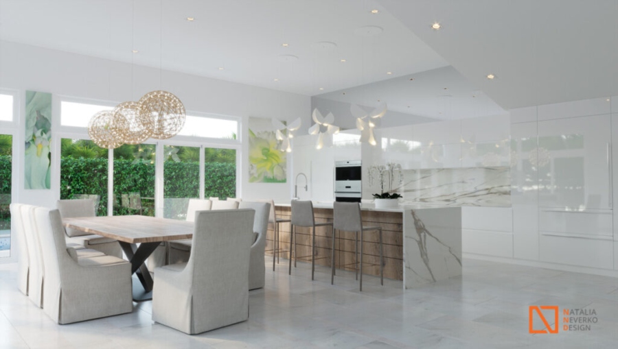 Natalia Neverko Design Project: Modern dining room with marble details