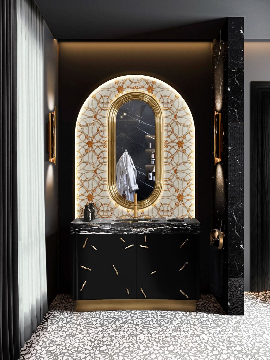 trending mirror designs black and golden