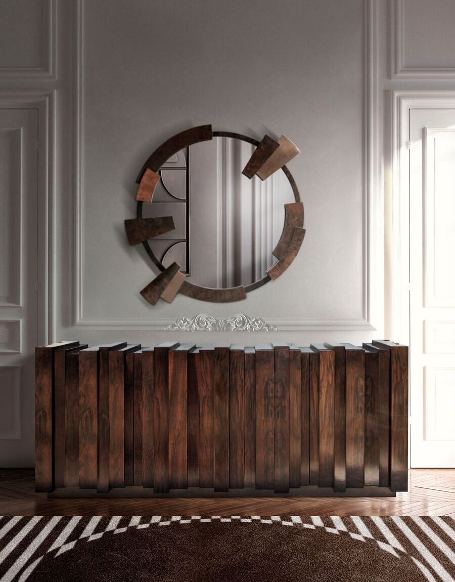 modern entryway with modern sideboard