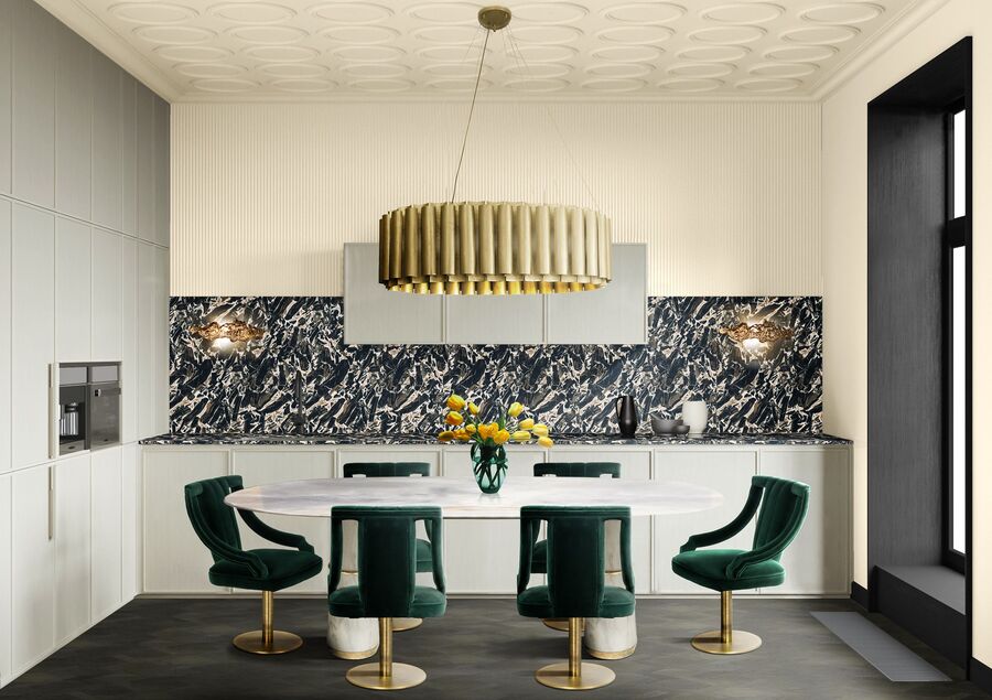 luxurious dining room with dining tables and dining chairs